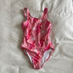 Lola + the boys Pink Lightning Bolt girls one piece Swimsuit size 8